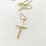 Keep your faith close wherever you go.  Large Cross Necklace* is a statement piece for both men and women.    Each cross charm is carefully handmade with 14k Gold Filled.     14K Gold Filled  Cross size: 3cm x 2cm (1.2" x 0.8")  *Box chain is used for this necklace.
