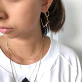 square edge tilted-square  hoops SIMPLE, EDGY, MODERN, DAINTY - ALL IN ONE  These hoops are perfect style and size for everyday-wear.   14K Gold Filled. simple hoops. simple tilted-square hoops. statement hoops. Large tilted-square hoops. Medium tilted-square Hoops. large square hoops. medium square hoops