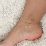 Sophisticated summer look from ground up with our dainty + classy anklets♡︎  Delicate and durable rolo chain adorned with subtle mini moon charm - perfect anklet for any outfit, any mood!     14K Gold Filled 