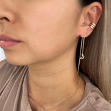 Mini Crescent Moon Threader Earrings are minimalist in nature with a playful touch embodied in a chic look.  Designed to be worn through one or multiple piercings and perfect for everyday wear from work to play.