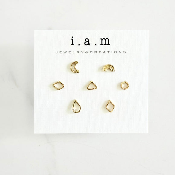 Assorted Mini Stud Earrings - Pack of 7