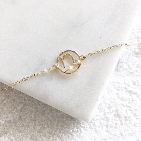 Personalize your jewelry with your own zodiac sign and enjoy our delicate and feminine Capricorn bracelet. Zodiac sign bracelets are  made of 14K Gold Filled.