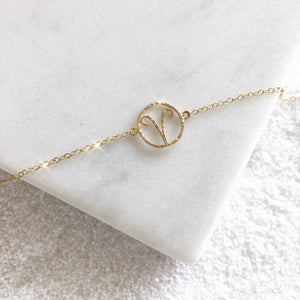 Personalize your jewelry with your own zodiac sign and enjoy our delicate and feminine zodiac bracelet. Zodiac sign bracelet made of 14K Gold Filled.