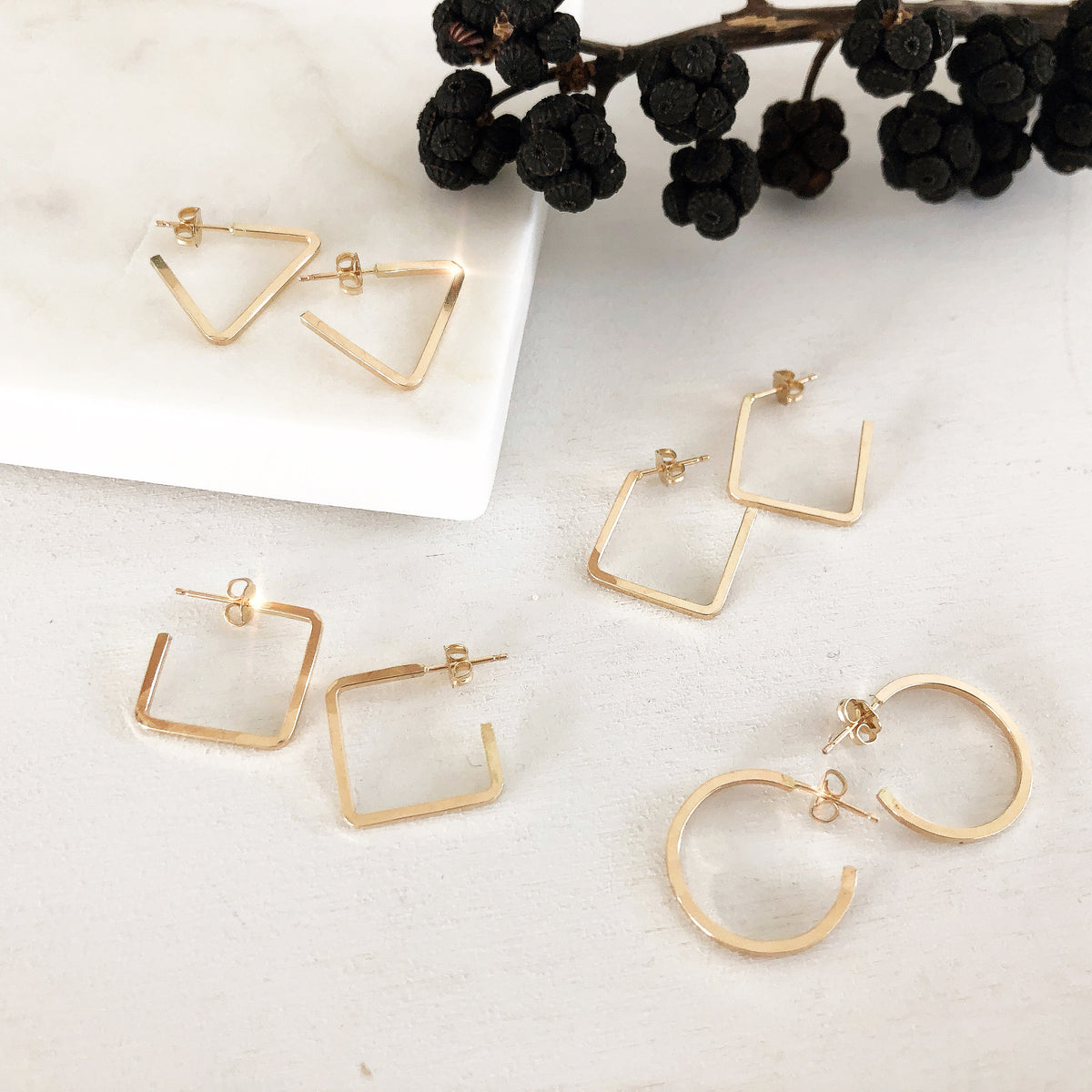 Square Edge Hoop Earrings - Triangle (Small Only) – i.a.m Jewelry ...