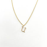 Lowercase Typewriter Font Initial u necklace. Make It Personal With One Special Letter.  Each Typewriter font initial is originally hand-forged one by one. Each letter is hammered delicately to add some sparkle and shine just like you.   14k Gold Filled
