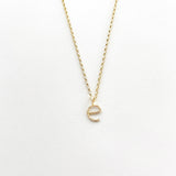 Lowercase Typewriter Font Initial e necklace. Make It Personal With One Special Letter.  Each Typewriter font initial is originally hand-forged one by one. Each letter is hammered delicately to add some sparkle and shine just like you.   14k Gold Filled