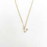 Lowercase Typewriter Font Initial v necklace. Make It Personal With One Special Letter.  Each Typewriter font initial is originally hand-forged one by one. Each letter is hammered delicately to add some sparkle and shine just like you.   14k Gold Filled