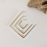 square edge tilted-square  hoops SIMPLE, EDGY, MODERN, DAINTY - ALL IN ONE  These hoops are perfect style and size for everyday-wear.   14K Gold Filled. simple hoops. simple tilted-square hoops. statement hoops. Large tilted-square hoops. Medium tilted-square Hoops. large square hoops. medium square hoops
