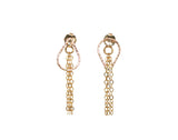 Looking for something a little bit more than just studs? Make a statement with these studs with short chain backing. Whether you choose to wear studs with your own regular stud backings or our natural elegant flow style, you're sure to love your look! The 2-way styles of these earrings are a must-have!     14K Gold Filled     Size: Approximately 1“