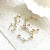 Dewdrop Collection - You didn't know you need, but now you won't be able to live without!  Start a new day with dewdrop hoops that bring magic and spark joy in your life.  Chic element and edgy silhouette combined to create the perfect pair of unique statement hoops.      14k Gold Filled  Approximately 1 3/4" diameter 